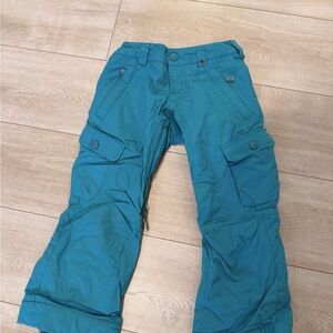 Kids New Burton dry-ride snow snowboarding ski pants XS 5/6 teal